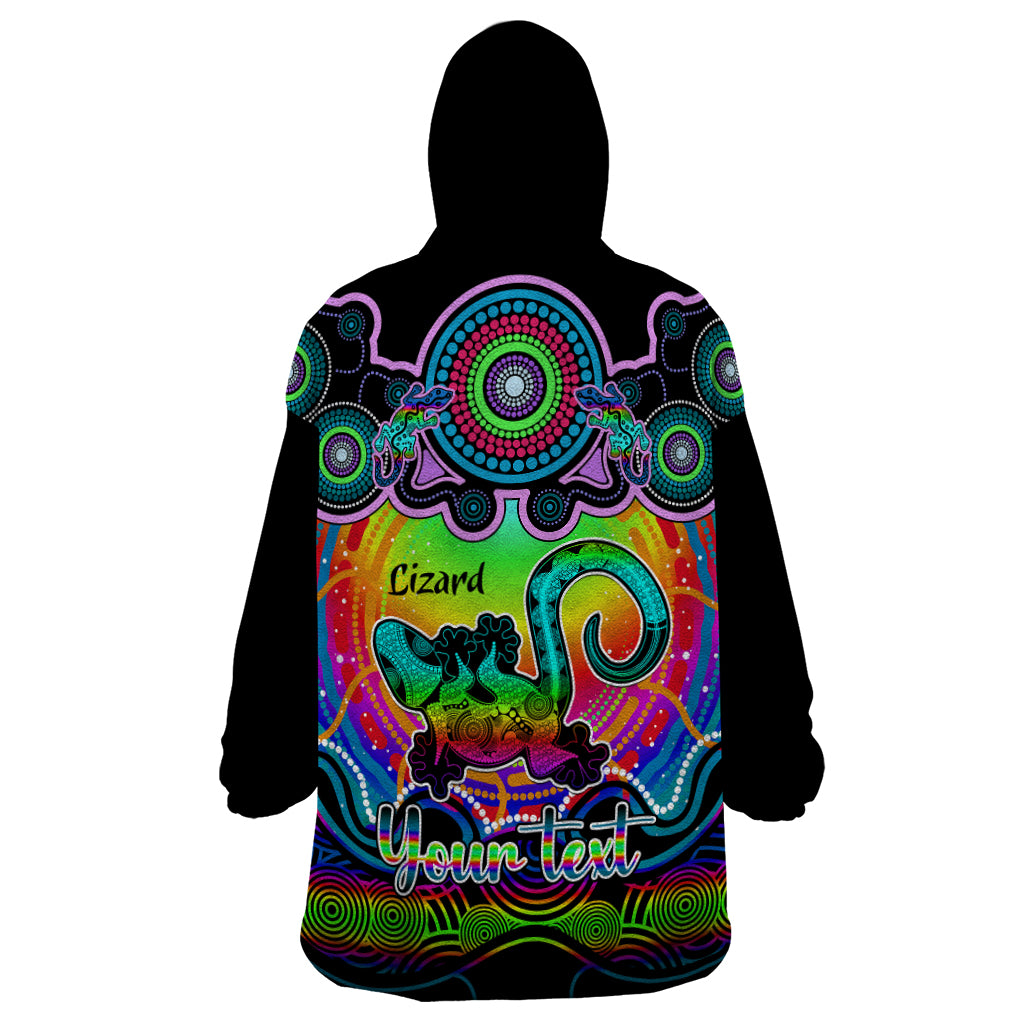 personalised-australia-leo-lizard-zodiac-wearable-blanket-hoodie-auz-astrology-aboriginal-rainbow
