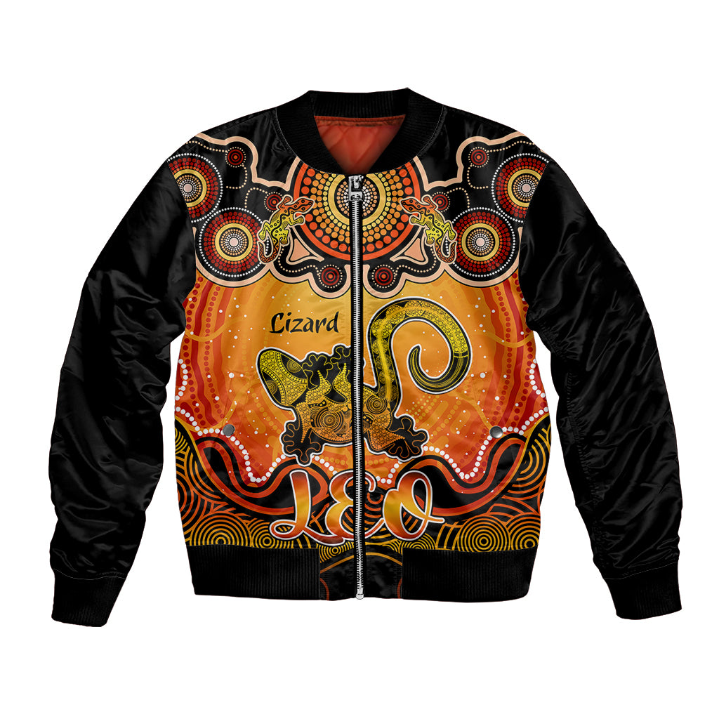 personalised-australia-leo-lizard-zodiac-bomber-jacket-auz-astrology-aboriginal-red