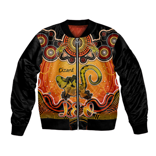 personalised-australia-leo-lizard-zodiac-bomber-jacket-auz-astrology-aboriginal-red