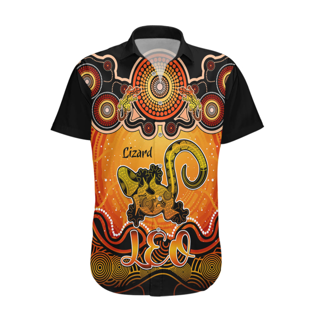 personalised-australia-leo-lizard-zodiac-hawaiian-shirt-auz-astrology-aboriginal-red