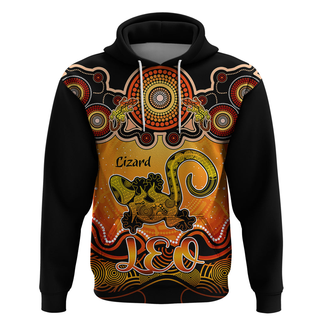 personalised-australia-leo-lizard-zodiac-hoodie-auz-astrology-aboriginal-red