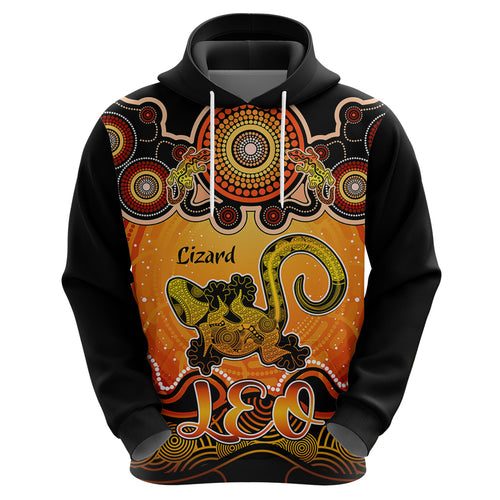 personalised-australia-leo-lizard-zodiac-hoodie-auz-astrology-aboriginal-red