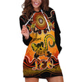 personalised-australia-leo-lizard-zodiac-hoodie-dress-auz-astrology-aboriginal-red