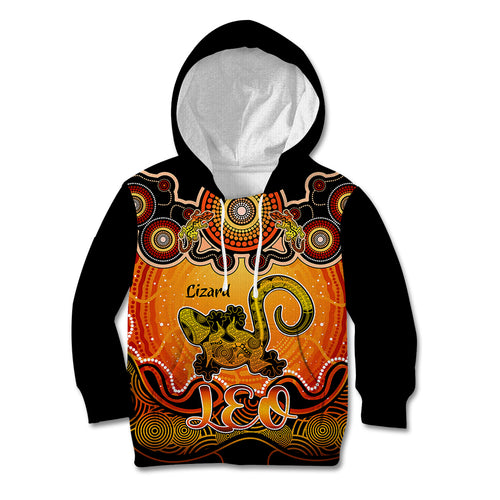 personalised-australia-leo-lizard-zodiac-kid-hoodie-auz-astrology-aboriginal-red