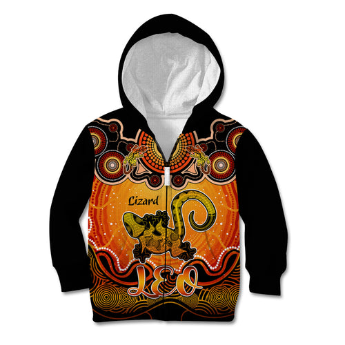 personalised-australia-leo-lizard-zodiac-kid-hoodie-auz-astrology-aboriginal-red