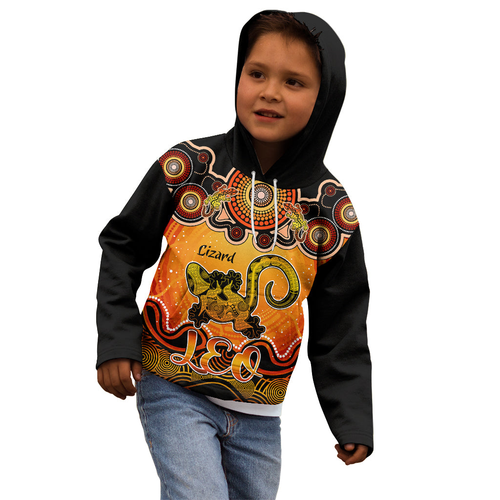 personalised-australia-leo-lizard-zodiac-kid-hoodie-auz-astrology-aboriginal-red
