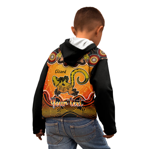 personalised-australia-leo-lizard-zodiac-kid-hoodie-auz-astrology-aboriginal-red