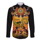 personalised-australia-leo-lizard-zodiac-long-sleeve-button-shirt-auz-astrology-aboriginal-red