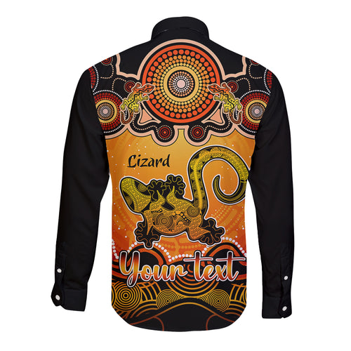 personalised-australia-leo-lizard-zodiac-long-sleeve-button-shirt-auz-astrology-aboriginal-red