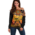 personalised-australia-leo-lizard-zodiac-off-shoulder-sweater-auz-astrology-aboriginal-red