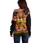 personalised-australia-leo-lizard-zodiac-off-shoulder-sweater-auz-astrology-aboriginal-red