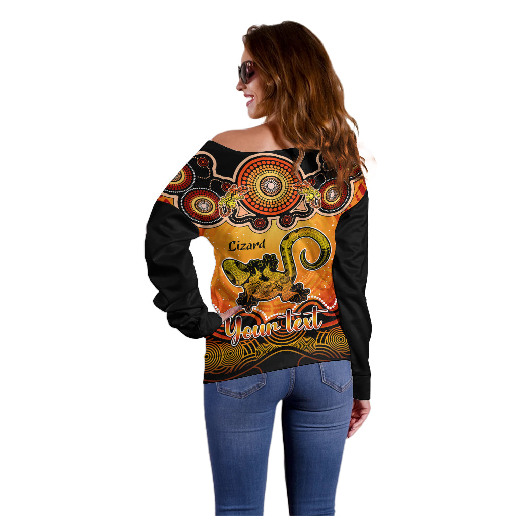 personalised-australia-leo-lizard-zodiac-off-shoulder-sweater-auz-astrology-aboriginal-red