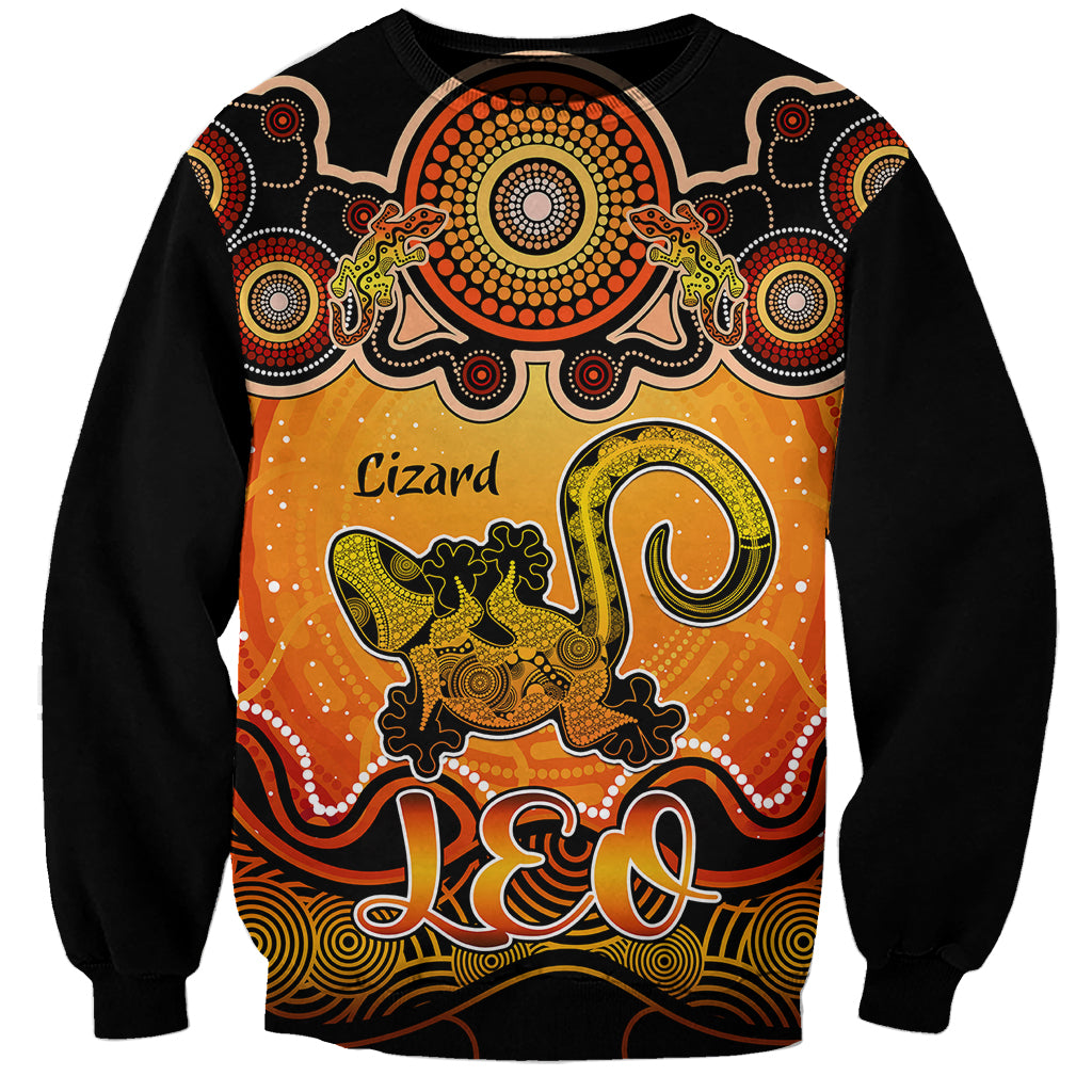 personalised-australia-leo-lizard-zodiac-sweatshirt-auz-astrology-aboriginal-red