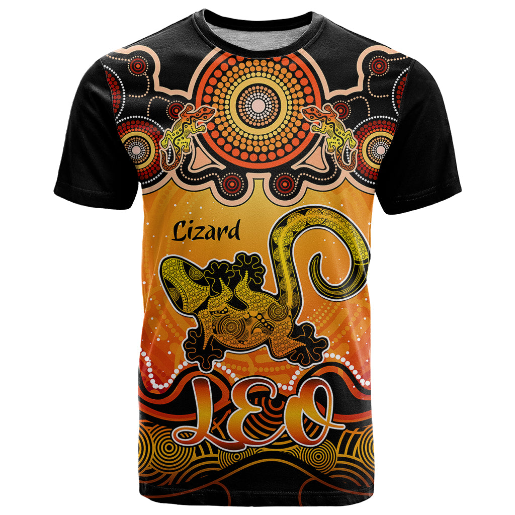 personalised-australia-leo-lizard-zodiac-t-shirt-auz-astrology-aboriginal-red
