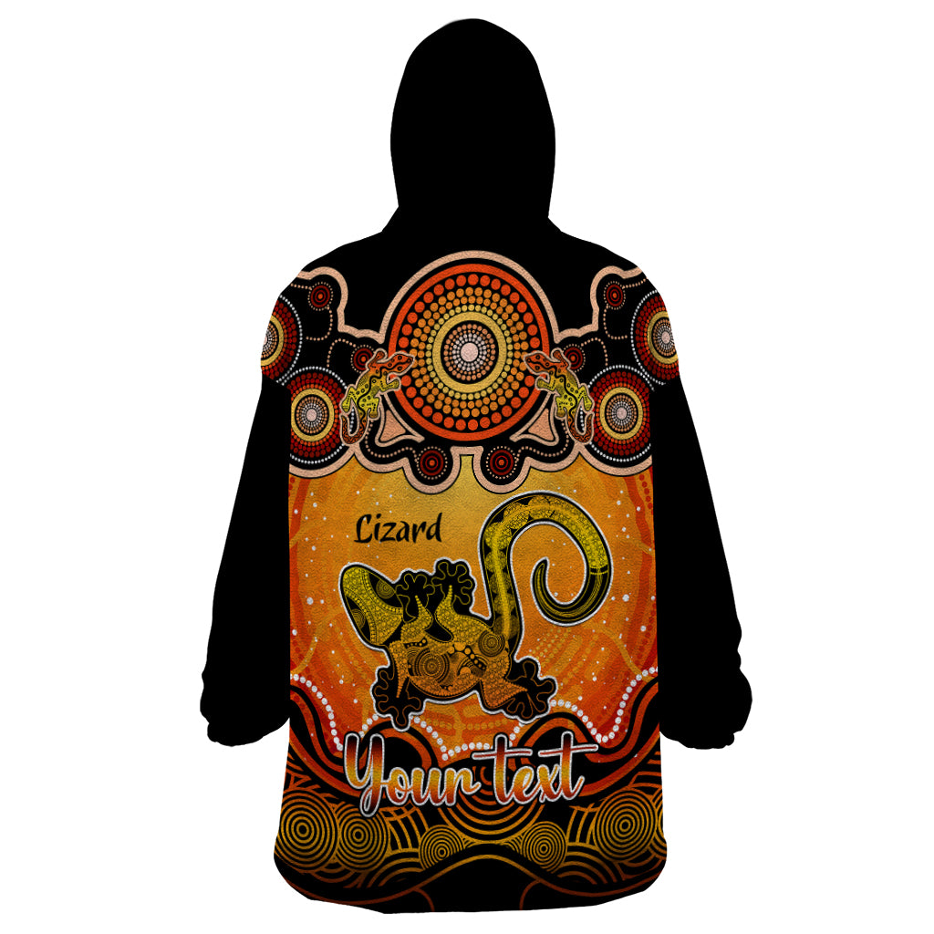 personalised-australia-leo-lizard-zodiac-wearable-blanket-hoodie-auz-astrology-aboriginal-red