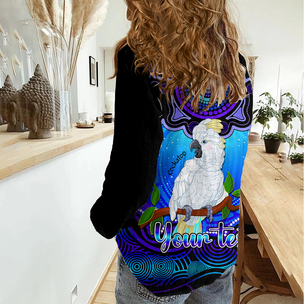 Personalised Australia Libra Cockatoo Zodiac Women Casual Shirt Auz Astrology Aboriginal - Blue LT9