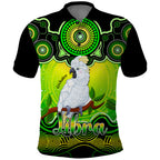 personalised-australia-libra-cockatoo-zodiac-polo-shirt-auz-astrology-aboriginal-green
