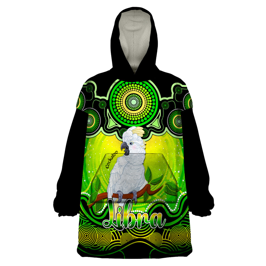 personalised-australia-libra-cockatoo-zodiac-wearable-blanket-hoodie-auz-astrology-aboriginal-green