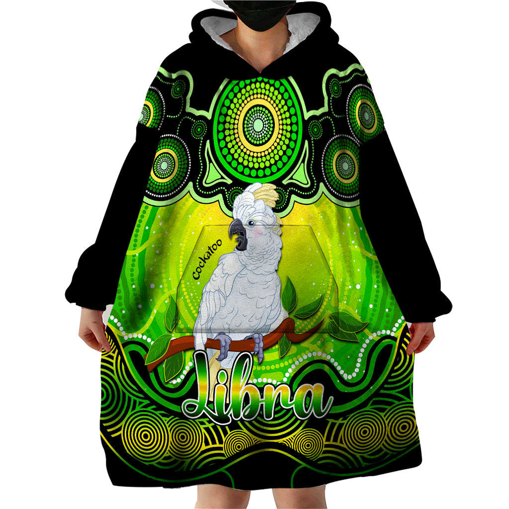 personalised-australia-libra-cockatoo-zodiac-wearable-blanket-hoodie-auz-astrology-aboriginal-green