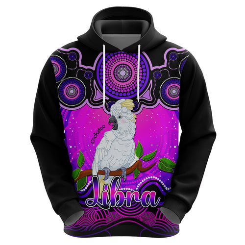 personalised-australia-libra-cockatoo-zodiac-hoodie-auz-astrology-aboriginal-magenta