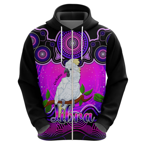 personalised-australia-libra-cockatoo-zodiac-hoodie-auz-astrology-aboriginal-magenta