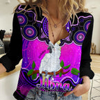 Personalised Australia Libra Cockatoo Zodiac Women Casual Shirt Auz Astrology Aboriginal - Magenta LT9