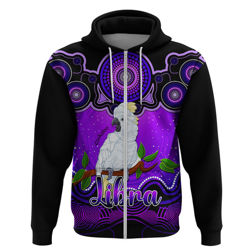 personalised-australia-libra-cockatoo-zodiac-hoodie-auz-astrology-aboriginal-purple