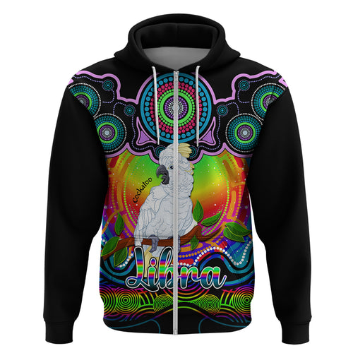 personalised-australia-libra-cockatoo-zodiac-hoodie-auz-astrology-aboriginal-rainbow