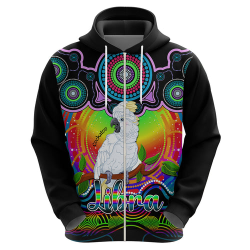 personalised-australia-libra-cockatoo-zodiac-hoodie-auz-astrology-aboriginal-rainbow
