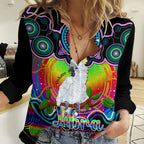 Personalised Australia Libra Cockatoo Zodiac Women Casual Shirt Auz Astrology Aboriginal - Rainbow LT9