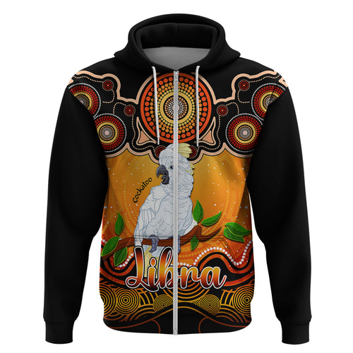 personalised-australia-libra-cockatoo-zodiac-hoodie-auz-astrology-aboriginal-red