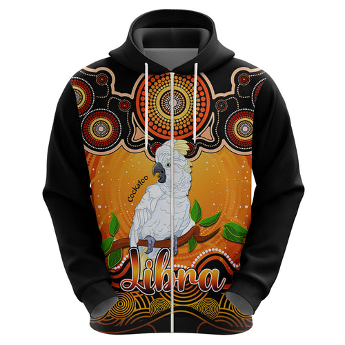 personalised-australia-libra-cockatoo-zodiac-hoodie-auz-astrology-aboriginal-red