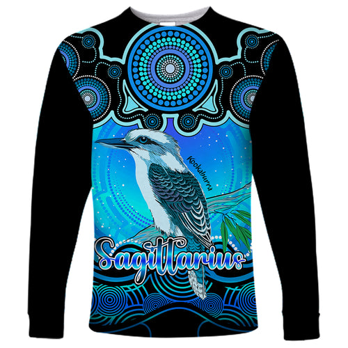 personalised-australia-sagittarius-kookaburra-zodiac-long-sleeve-shirt-auz-astrology-aboriginal-aqua