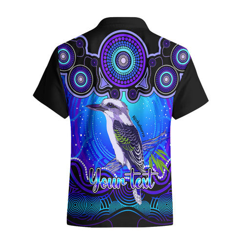 personalised-australia-sagittarius-kookaburra-zodiac-hawaiian-shirt-auz-astrology-aboriginal-blue