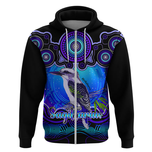 personalised-australia-sagittarius-kookaburra-zodiac-hoodie-auz-astrology-aboriginal-blue