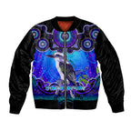personalised-australia-sagittarius-kookaburra-zodiac-sleeve-zip-bomber-jacket-auz-astrology-aboriginal-blue