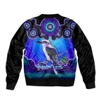 personalised-australia-sagittarius-kookaburra-zodiac-sleeve-zip-bomber-jacket-auz-astrology-aboriginal-blue