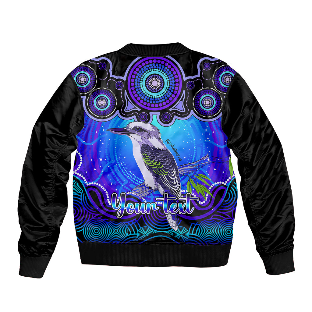 personalised-australia-sagittarius-kookaburra-zodiac-sleeve-zip-bomber-jacket-auz-astrology-aboriginal-blue