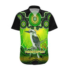personalised-australia-sagittarius-kookaburra-zodiac-hawaiian-shirt-auz-astrology-aboriginal-green