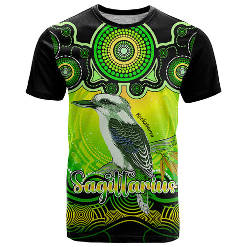 personalised-australia-sagittarius-kookaburra-zodiac-t-shirt-auz-astrology-aboriginal-green