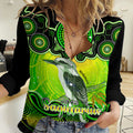 Personalised Australia Sagittarius Kookaburra Zodiac Women Casual Shirt Auz Astrology Aboriginal - Green LT9