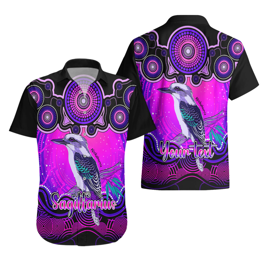 personalised-australia-sagittarius-kookaburra-zodiac-hawaiian-shirt-auz-astrology-aboriginal-magenta