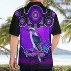 personalised-australia-sagittarius-kookaburra-zodiac-hawaiian-shirt-auz-astrology-aboriginal-purple