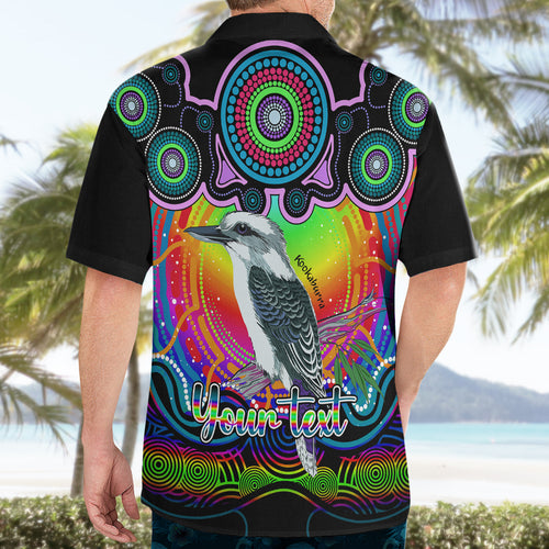 personalised-australia-sagittarius-kookaburra-zodiac-hawaiian-shirt-auz-astrology-aboriginal-rainbow