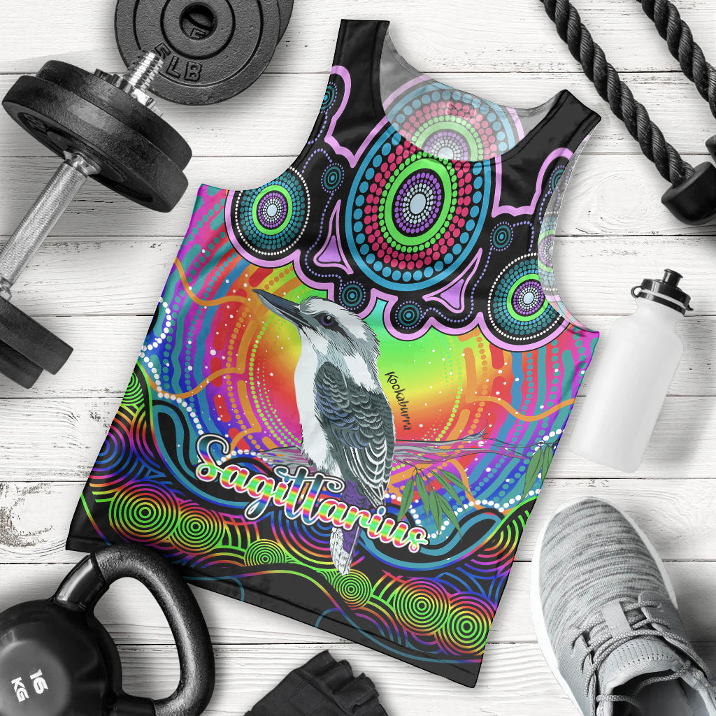 personalised-australia-sagittarius-kookaburra-zodiac-men-tank-top-auz-astrology-aboriginal-rainbow