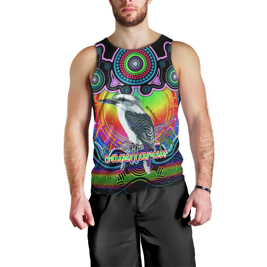personalised-australia-sagittarius-kookaburra-zodiac-men-tank-top-auz-astrology-aboriginal-rainbow