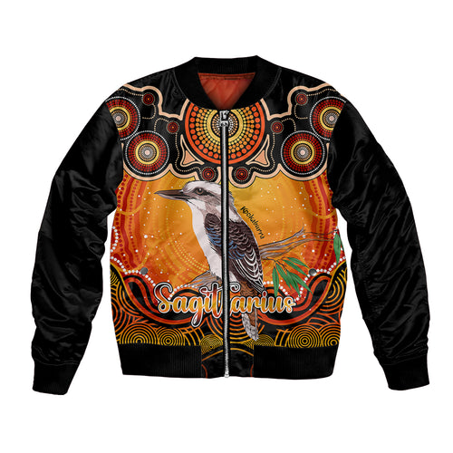 personalised-australia-sagittarius-kookaburra-zodiac-bomber-jacket-auz-astrology-aboriginal-red