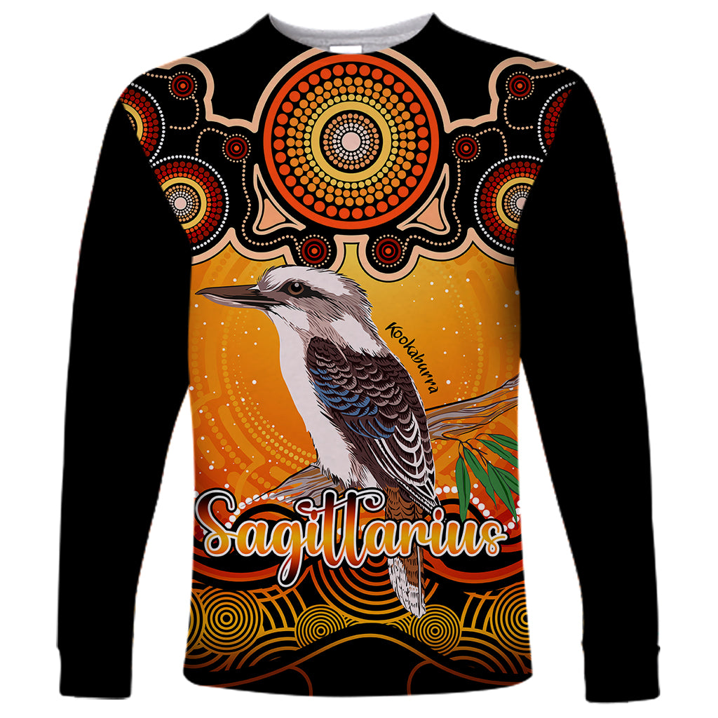 personalised-australia-sagittarius-kookaburra-zodiac-long-sleeve-shirt-auz-astrology-aboriginal-red