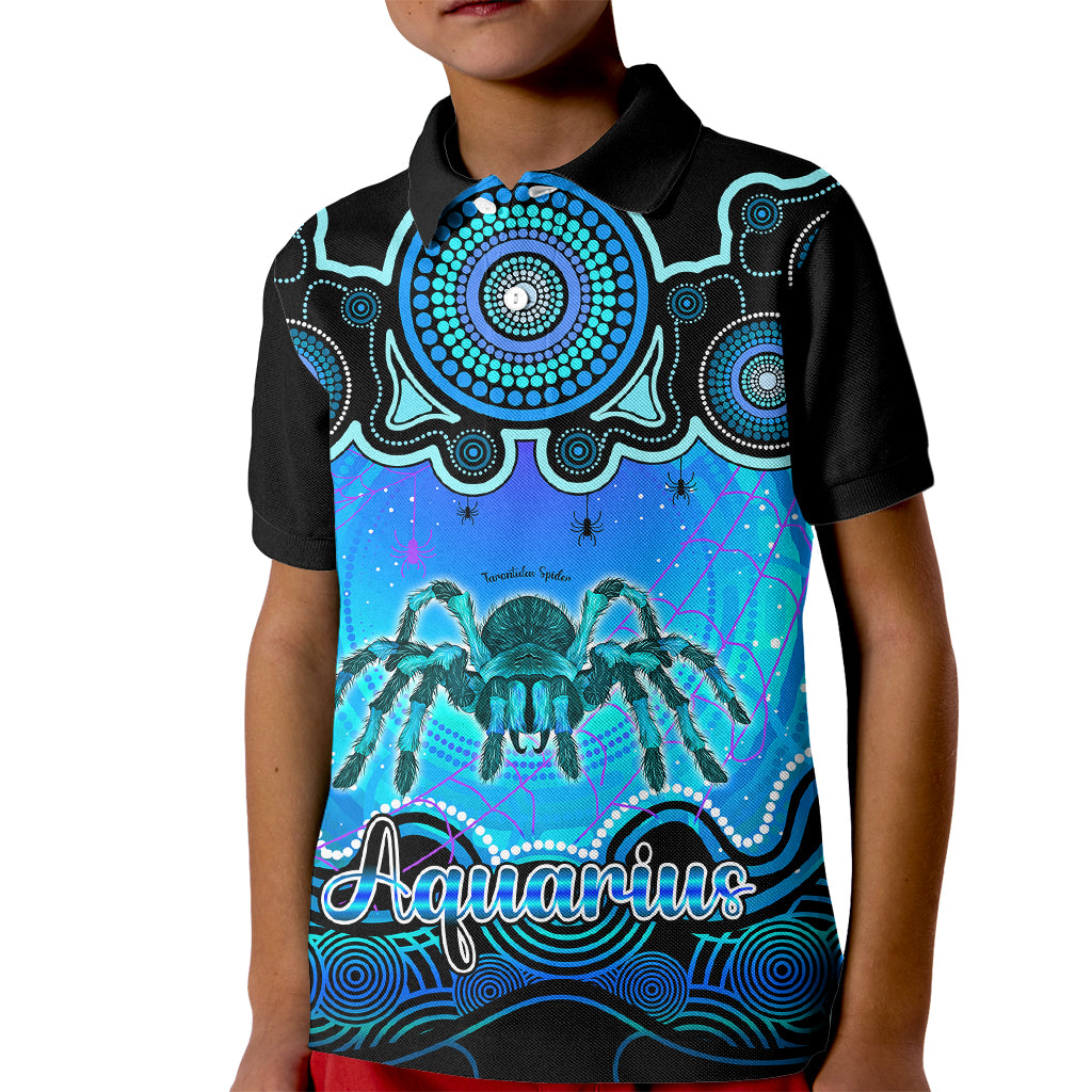 personalised-australia-scorpio-tarantulas-spider-zodiac-kid-polo-shirt-auz-astrology-aboriginal-aqua