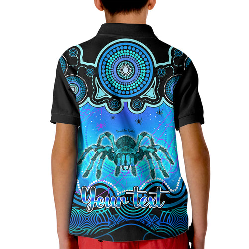 personalised-australia-scorpio-tarantulas-spider-zodiac-kid-polo-shirt-auz-astrology-aboriginal-aqua